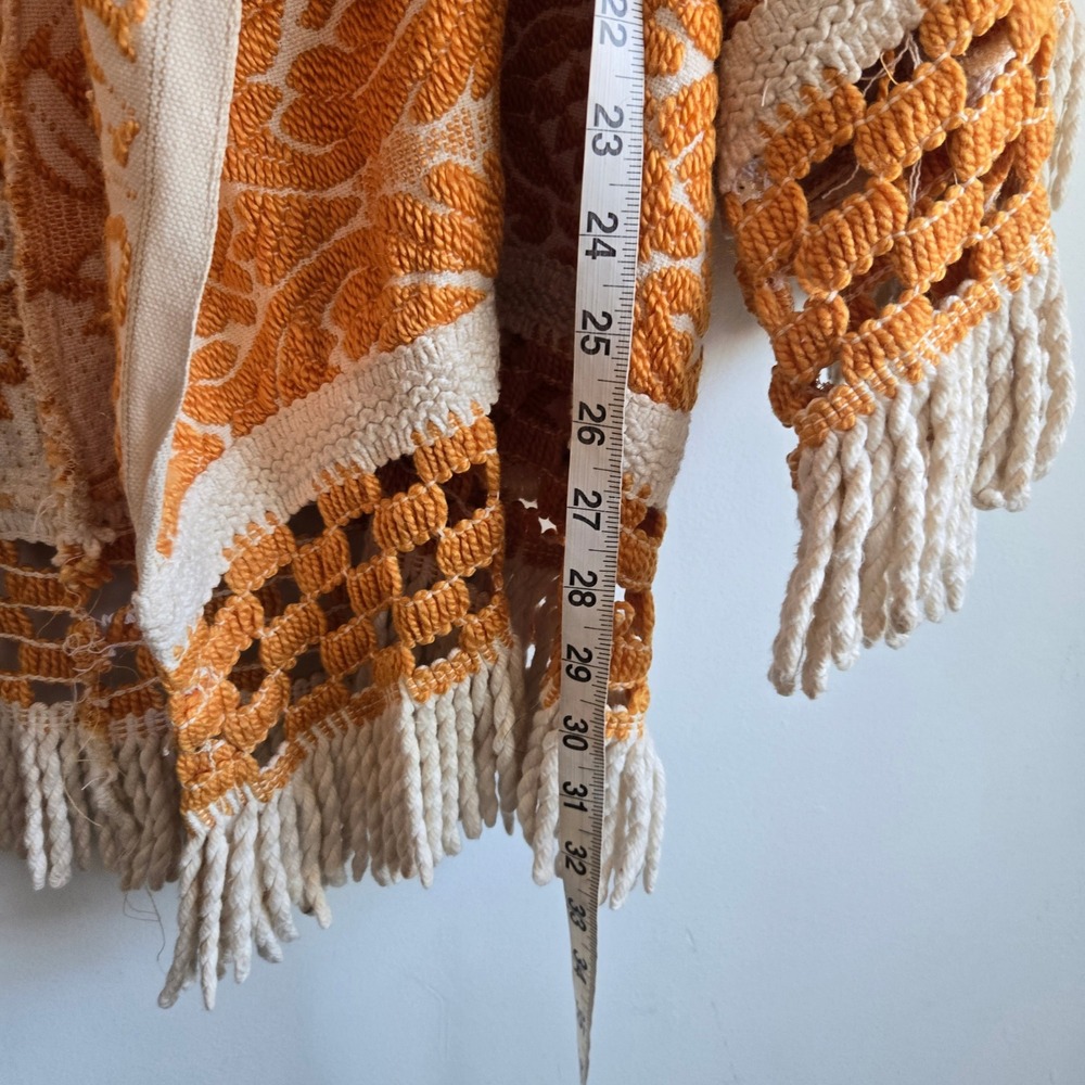 Upcycled Vtg Hause of Glassborow OS Hooded Cardigan Yellow Boho Fringe Excellent - Picture 7 of 9